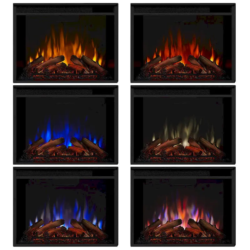 Mueble de TV con chimenea eléctrica en blanco desgastado