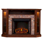 Mueble esquinero para TV de hasta 50" con chimenea eléctrica de piedra sintética