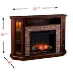 Mueble esquinero para TV de hasta 50" con chimenea eléctrica de piedra sintética