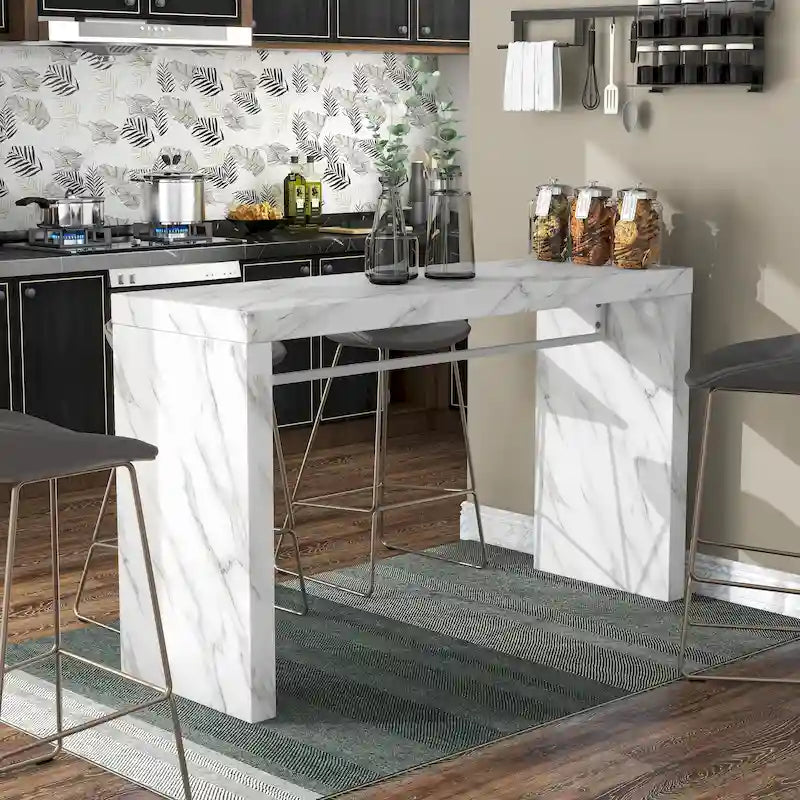 Mesa alta de 60 pulgadas de imitación mármol