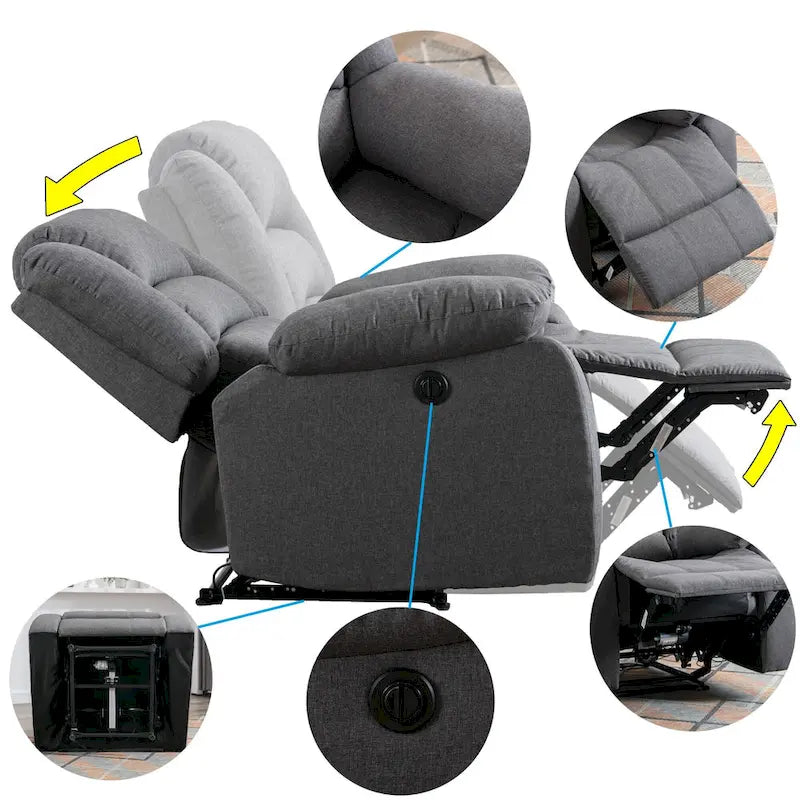Reclinable Eléctrico con Brazos Acolchados y USB - 1 asiento - 1 asiento