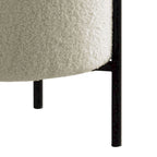 Puf otomano moderno de espuma de 45,72 cm, piel sintética de oveja beige, patas de metal negro mate