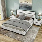Dormitorio Moderno de Plataforma de Madera Blanca (USB)