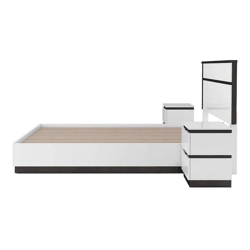Dormitorio Moderno de Plataforma de Madera Blanca (USB)