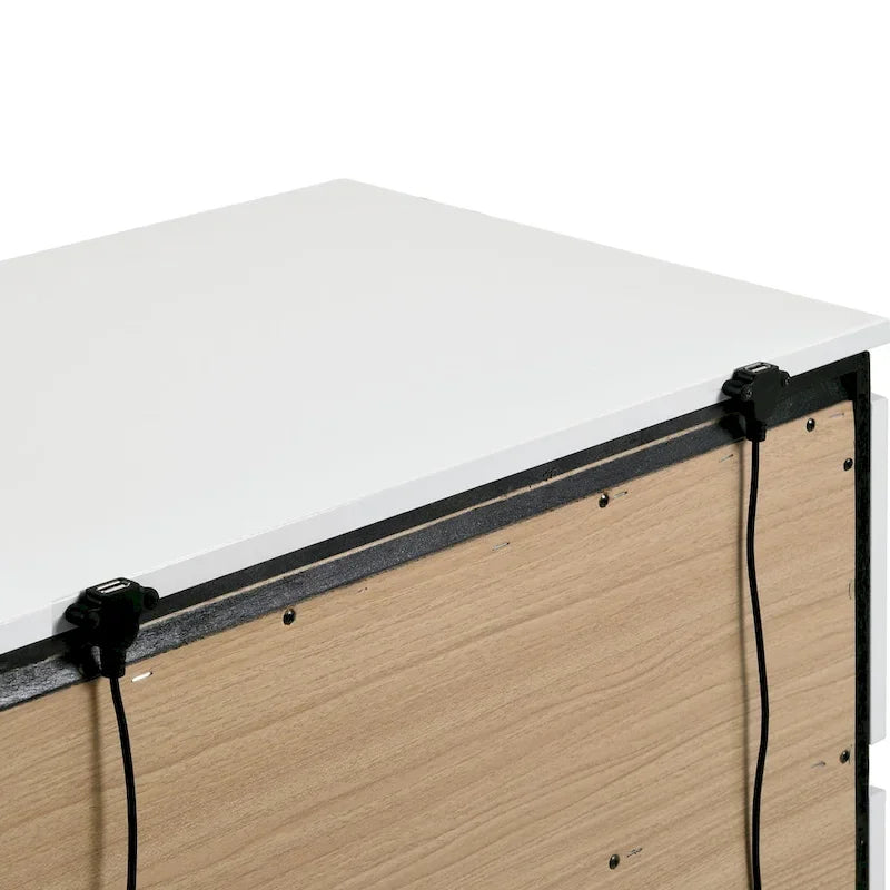 Dormitorio Moderno de Plataforma de Madera Blanca (USB)