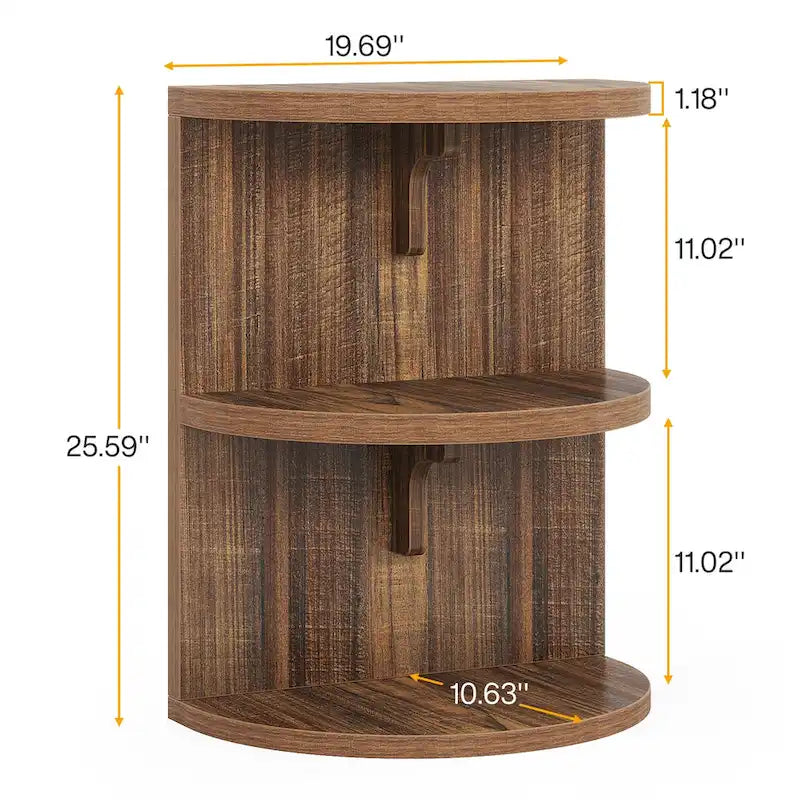 Mesa auxiliar semicircular de 3 niveles, mesa auxiliar para sala de estar
