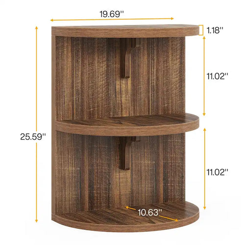 Mesa auxiliar semicircular de 3 niveles, mesa auxiliar para sala de estar