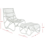 Sillón y otomana de mimbre Jacquelynn White - 22 x 30.5 x 32 - 22 An. x 30 Pr. x 31 Al.