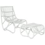 Sillón y otomana de mimbre Jacquelynn White - 22 x 30.5 x 32 - 22 An. x 30 Pr. x 31 Al.