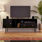 Credenza para TV Rochester con 2 cajones, 4 estantes y patas de hierro