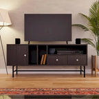 Credenza para TV Rochester con 2 cajones, 4 estantes y patas de hierro