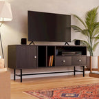 Credenza para TV Rochester con 2 cajones, 4 estantes y patas de hierro
