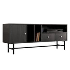Credenza para TV Rochester con 2 cajones, 4 estantes y patas de hierro
