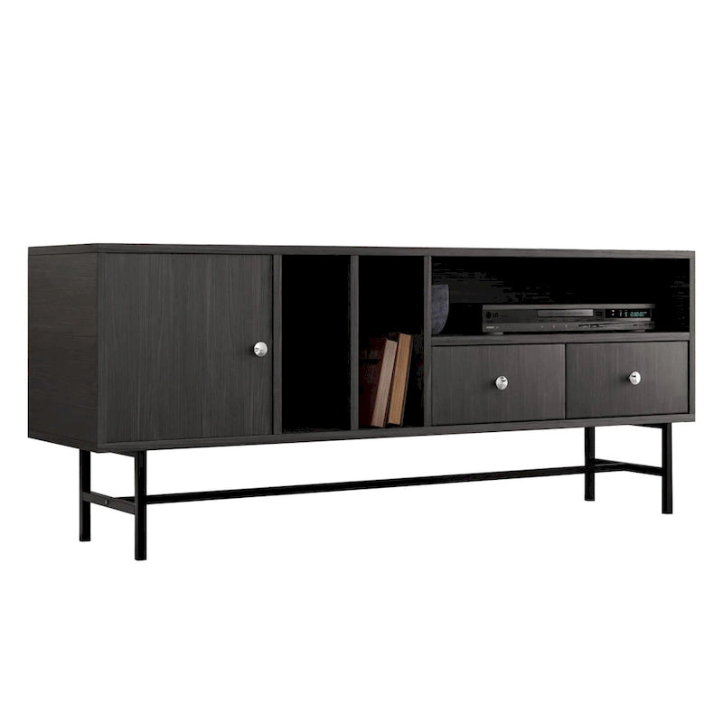 Credenza para TV Rochester con 2 cajones, 4 estantes y patas de hierro