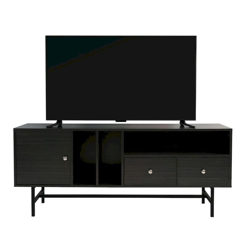 Credenza para TV Rochester con 2 cajones, 4 estantes y patas de hierro