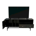 Credenza para TV Rochester con 2 cajones, 4 estantes y patas de hierro