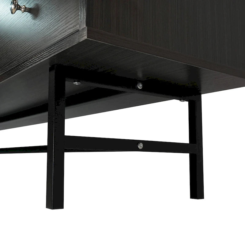 Credenza para TV Rochester con 2 cajones, 4 estantes y patas de hierro