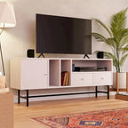 Credenza para TV Rochester con 2 cajones, 4 estantes y patas de hierro
