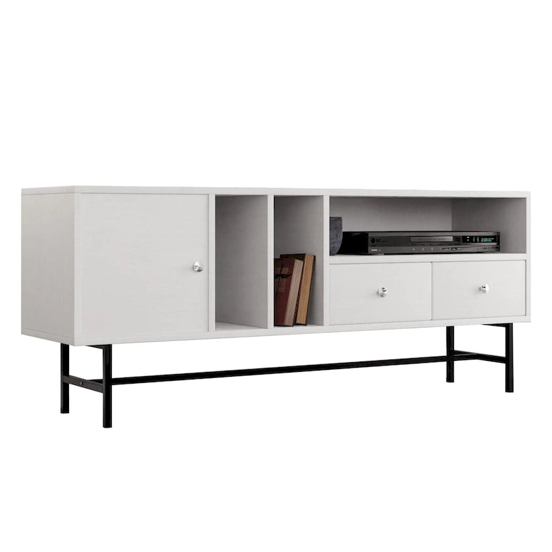 Credenza para TV Rochester con 2 cajones, 4 estantes y patas de hierro