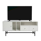 Credenza para TV Rochester con 2 cajones, 4 estantes y patas de hierro