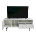 Credenza para TV Rochester con 2 cajones, 4 estantes y patas de hierro