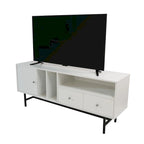 Credenza para TV Rochester con 2 cajones, 4 estantes y patas de hierro