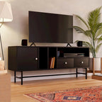 Credenza para TV Rochester con 2 cajones, 4 estantes y patas de hierro