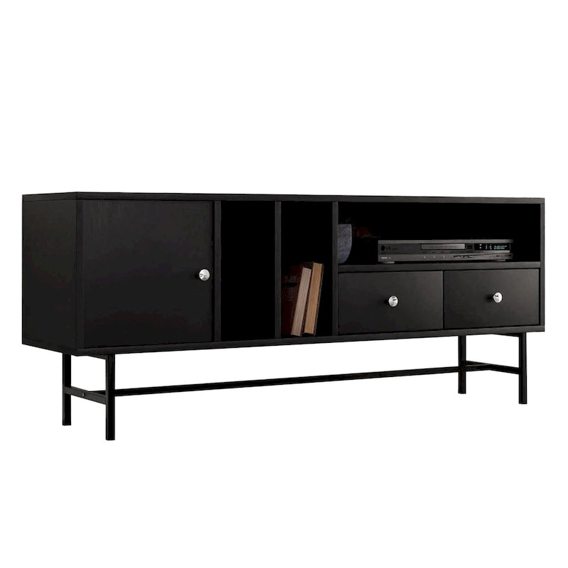 Credenza para TV Rochester con 2 cajones, 4 estantes y patas de hierro