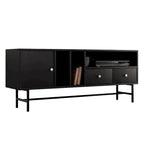 Credenza para TV Rochester con 2 cajones, 4 estantes y patas de hierro