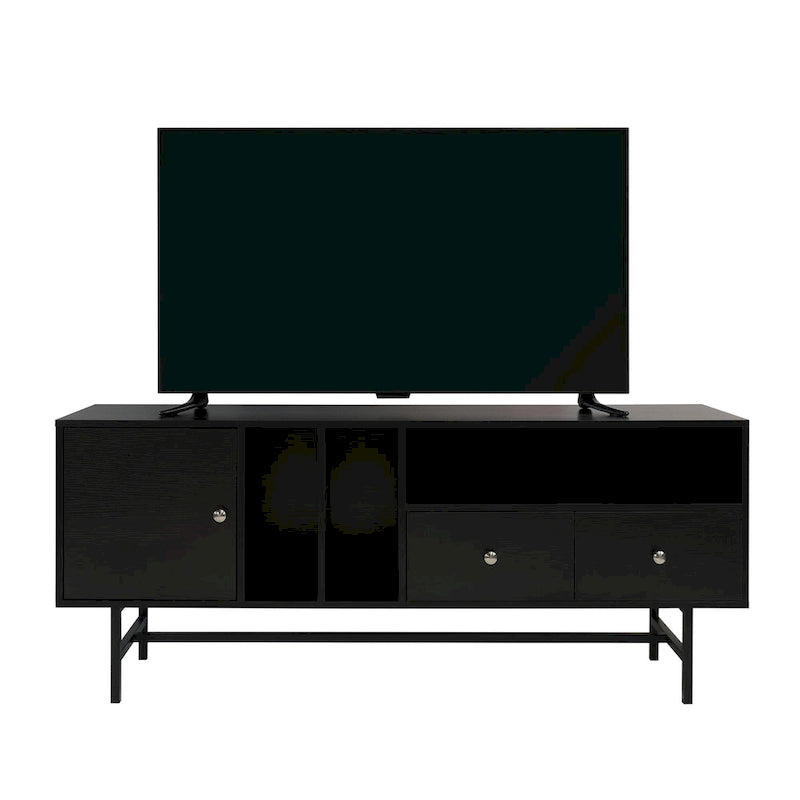 Credenza para TV Rochester con 2 cajones, 4 estantes y patas de hierro