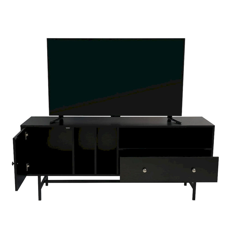 Credenza para TV Rochester con 2 cajones, 4 estantes y patas de hierro