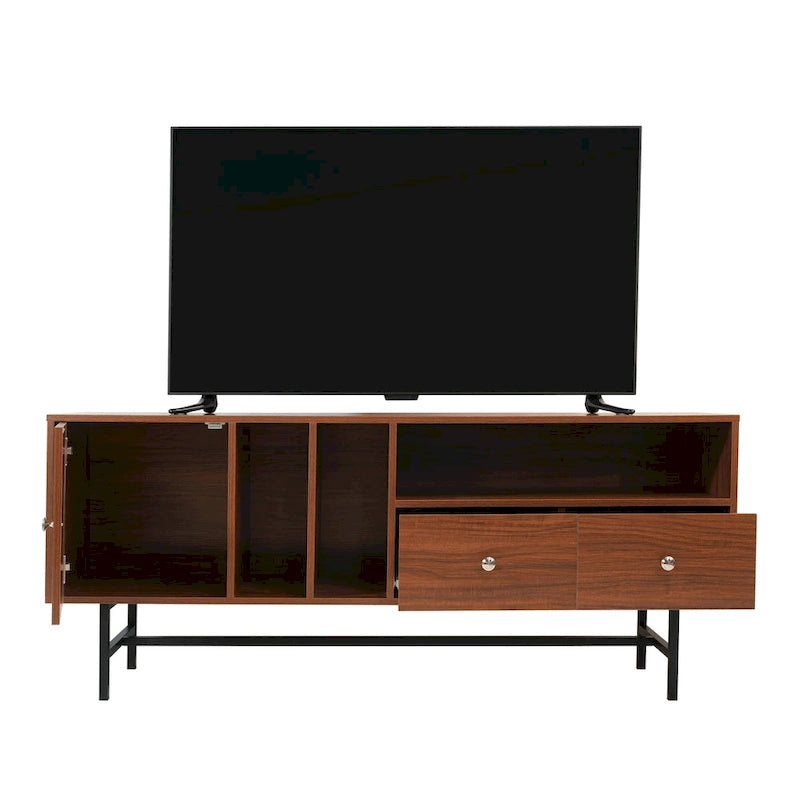 Credenza para TV Rochester con 2 cajones, 4 estantes y patas de hierro