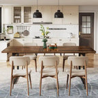 Mesa de comedor extensible para 6-8 personas, mesa de cena rectangular de madera con estructura de metal
