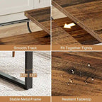 Mesa de comedor extensible para 6-8 personas, mesa de cena rectangular de madera con estructura de metal