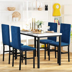 Mesa de Comedor para 4, Mesa de Cocina de Mármol Sintético con Sillas de Terciopelo para Espacios Pequeños, Rincón de Desayuno, Sala de Estar