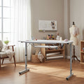 Mesa de costura plegable portátil plateada/blanca con ruedas