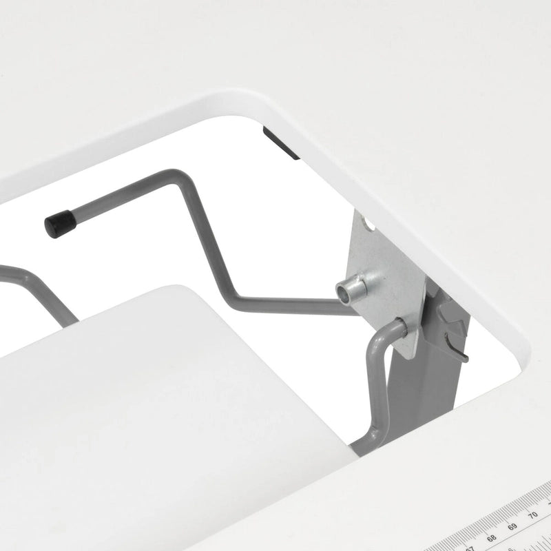 Mesa de costura plegable portátil plateada/blanca con ruedas