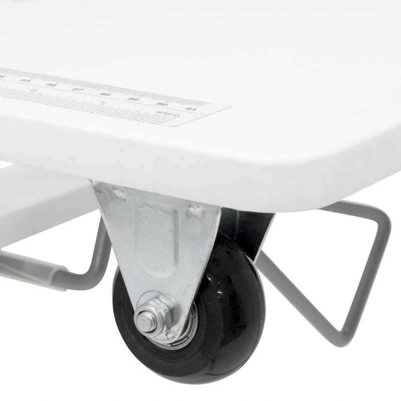Mesa de costura plegable portátil plateada/blanca con ruedas