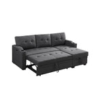 Sofá Seccional Sleeper Gris Oscuro de 83 Pulgadas con Portavasos, Puerto de Carga USB y Bolsillo - 83 An. x 54 Pr. x 35 Al.