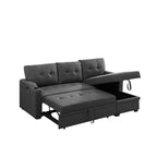 Sofá Seccional Sleeper Gris Oscuro de 83 Pulgadas con Portavasos, Puerto de Carga USB y Bolsillo - 83 An. x 54 Pr. x 35 Al.