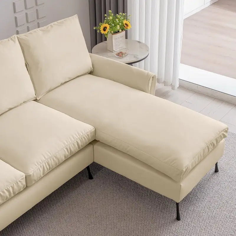 Sofá moderno en forma de L de piel sintética con chaise longue reversible
