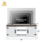Mueble de TV de 58 pulgadas estilo granja con puerta corredera blanca para televisores de hasta 65 pulgadas