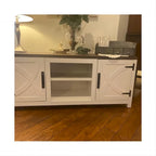 Mueble de TV de 58 pulgadas estilo granja con puerta corredera blanca para televisores de hasta 65 pulgadas