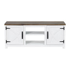 Mueble de TV de 58 pulgadas estilo granja con puerta corredera blanca para televisores de hasta 65 pulgadas