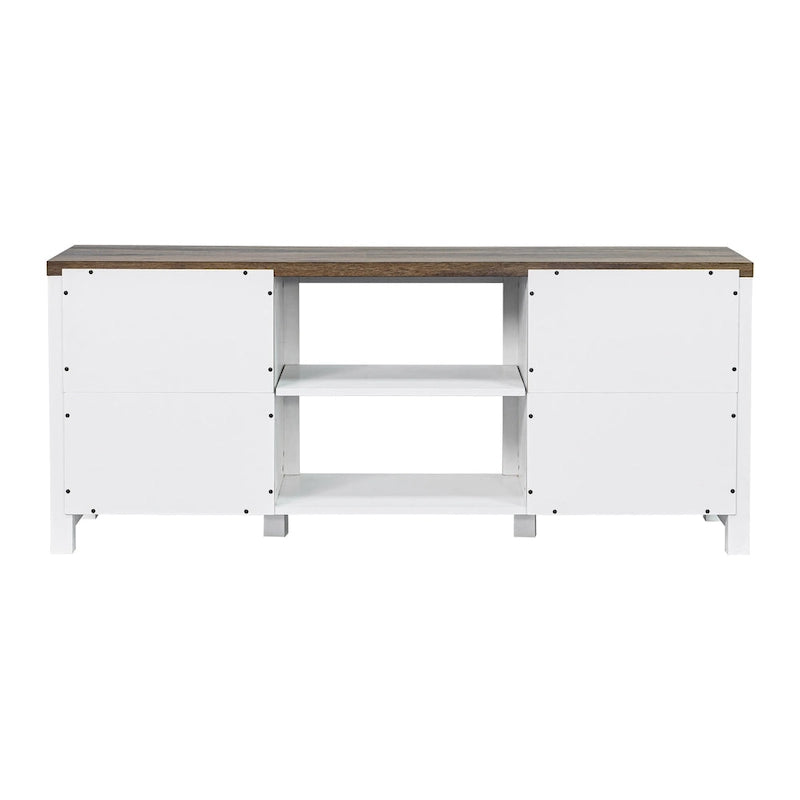 Mueble de TV de 58 pulgadas estilo granja con puerta corredera blanca para televisores de hasta 65 pulgadas