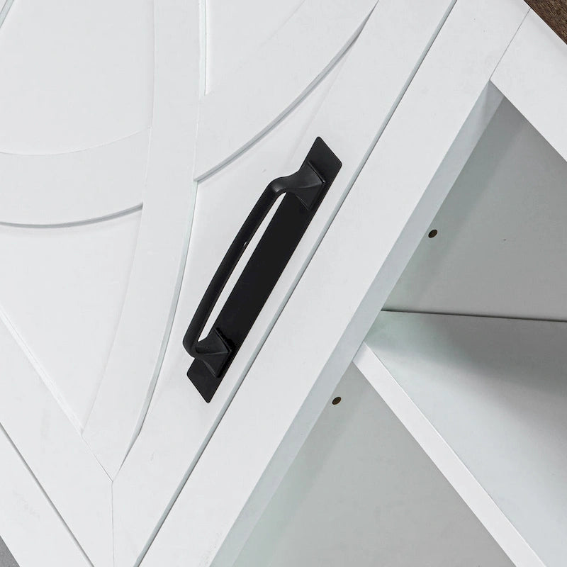 Mueble de TV de 58 pulgadas estilo granja con puerta corredera blanca para televisores de hasta 65 pulgadas