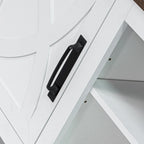 Mueble de TV de 58 pulgadas estilo granja con puerta corredera blanca para televisores de hasta 65 pulgadas