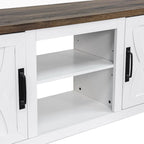 Mueble de TV de 58 pulgadas estilo granja con puerta corredera blanca para televisores de hasta 65 pulgadas