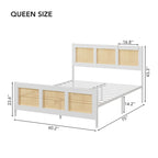 Estructura de cama de ratán con cabecero