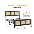 Estructura de cama de ratán con cabecero